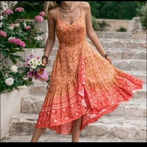 Bohemian paisley print wrap dress